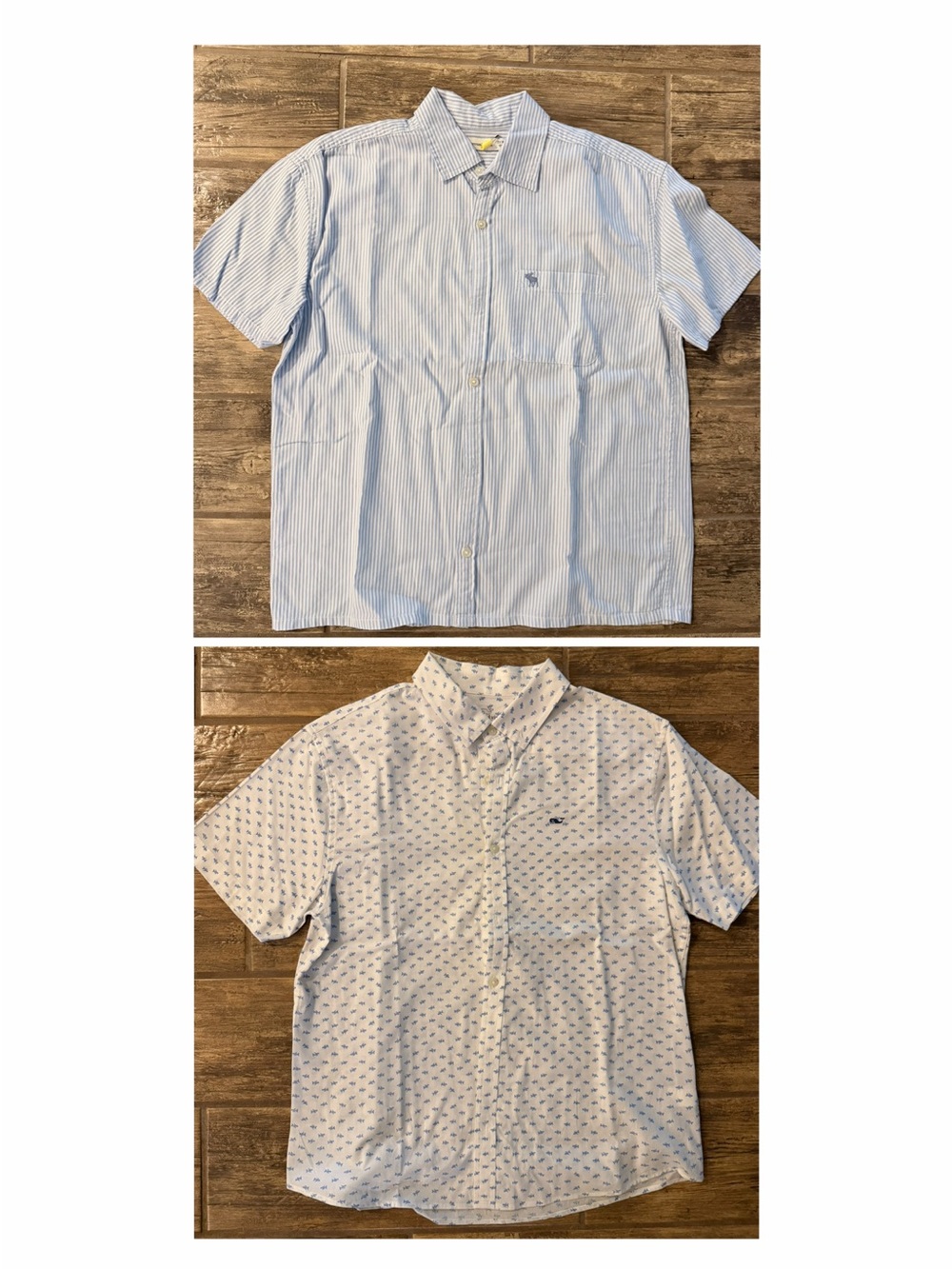 Vineyard Vines/Abercrombie Blue & White Short-Sleeve Button-Down Shirts (2)